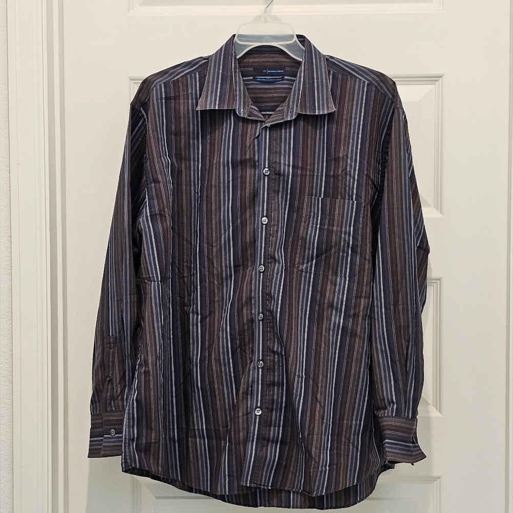 Material London Long Sleeve Striped Button-Up Shirt, EUC, Size XL
